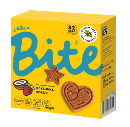 Печенье б/г клубника-кокос Bite 115 г